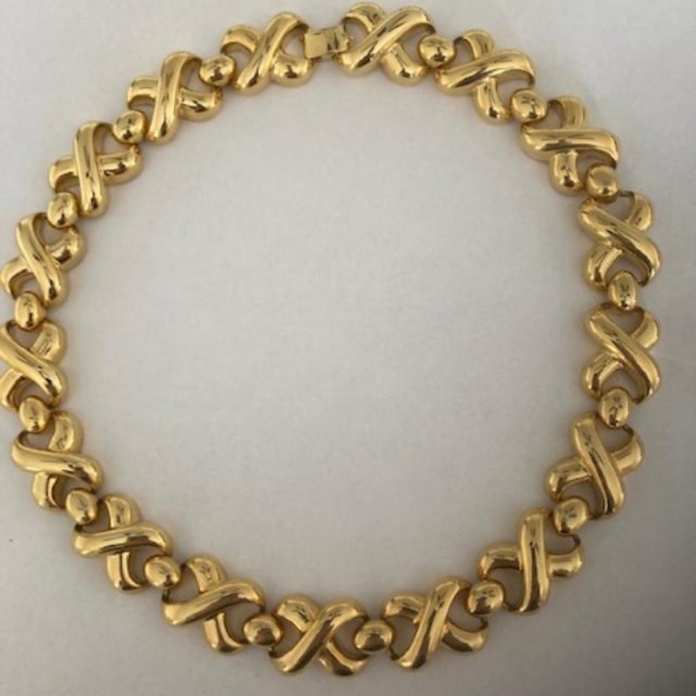 Gold Tone X-O Necklace